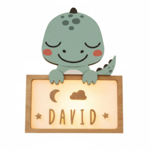 LAMPARA PEQUEÑA DINOSAURIO CON LETRAS