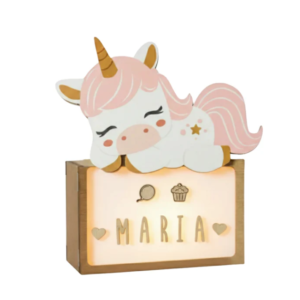 LAMPARA PEQUEÑA UNICORNIO CON LETRAS