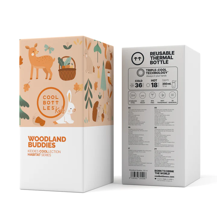 BOTELLA ACERO WOODLAND BUDDIES 350 ML · COOL BOTTLES KIDDIES - Imagen 2