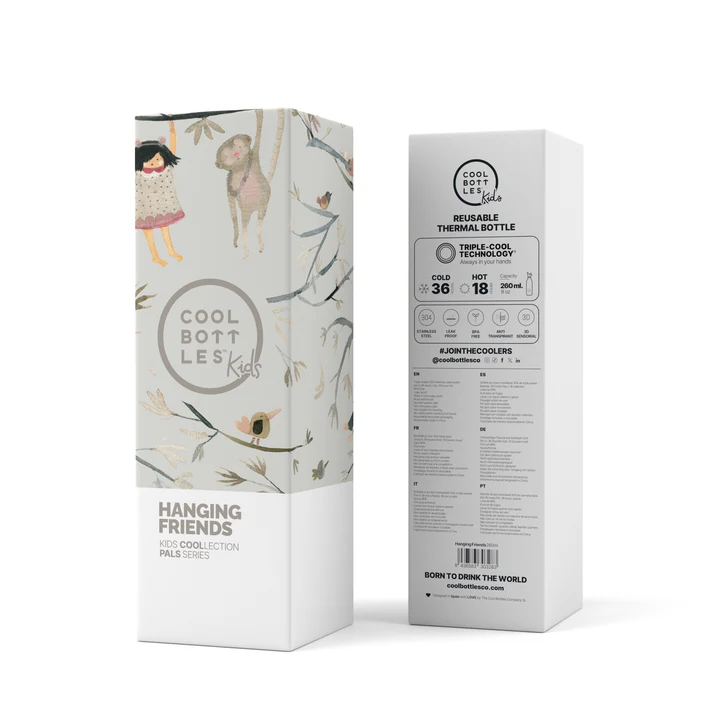 BOTELLA ACERO HANGING FRIENDS 260 ML · COOL BOTTLES caja
