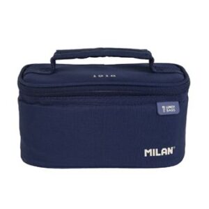 Bolsa isotérmica porta alimentos pequeña 1,5L MILAN serie 1918 con 1 recipiente azul marino